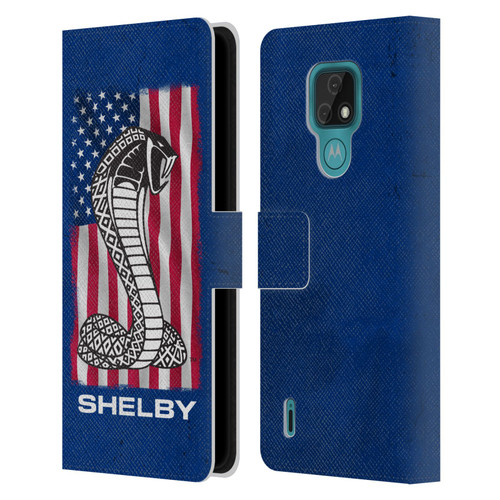 Shelby Logos American Flag Leather Book Wallet Case Cover For Motorola Moto E7