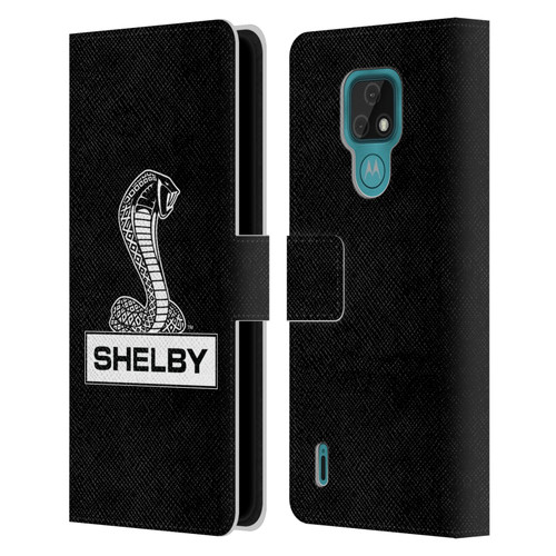 Shelby Logos Plain Leather Book Wallet Case Cover For Motorola Moto E7