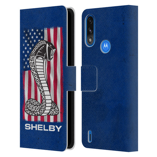 Shelby Logos American Flag Leather Book Wallet Case Cover For Motorola Moto E7 Power / Moto E7i Power