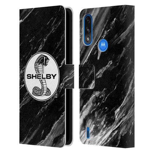 Shelby Logos Marble Leather Book Wallet Case Cover For Motorola Moto E7 Power / Moto E7i Power