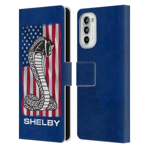 Shelby Logos American Flag Leather Book Wallet Case Cover For Motorola Moto G52