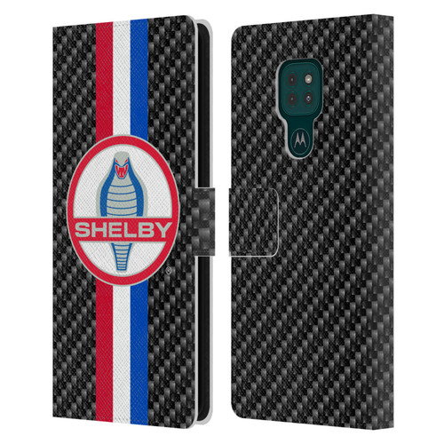 Shelby Logos Carbon Fiber Leather Book Wallet Case Cover For Motorola Moto G9 Play