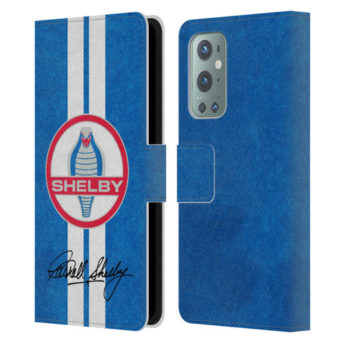 Shelby Logos Distressed Blue Leather Book Wallet Case Cover For OnePlus 9