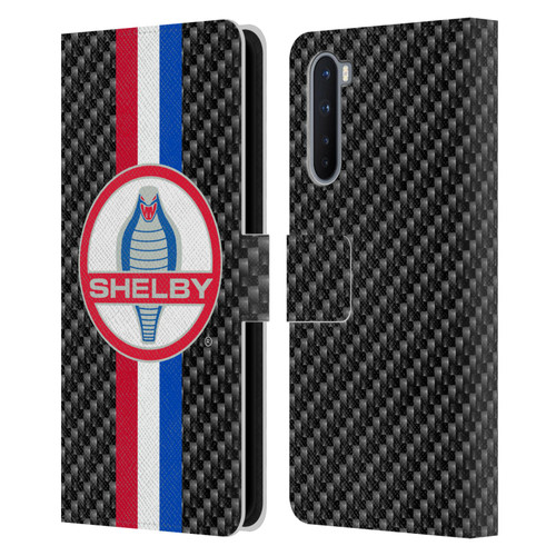 Shelby Logos Carbon Fiber Leather Book Wallet Case Cover For OnePlus Nord 5G