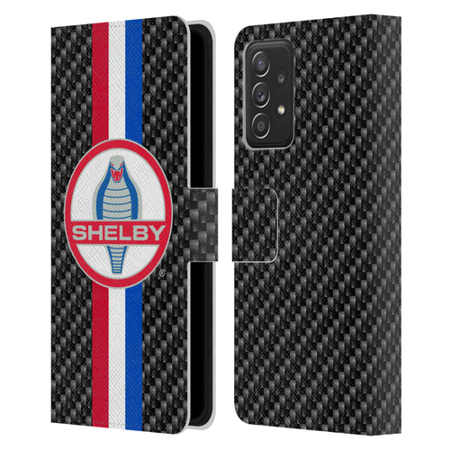 Shelby Logos Carbon Fiber Leather Book Wallet Case Cover For Samsung Galaxy A53 5G (2022)