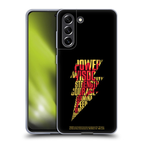 Shazam! 2019 Movie Logos Distressed Look Lightning Soft Gel Case for Samsung Galaxy S21 FE 5G