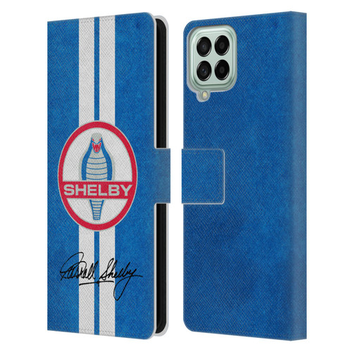 Shelby Logos Distressed Blue Leather Book Wallet Case Cover For Samsung Galaxy M53 (2022)