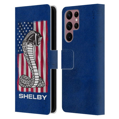 Shelby Logos American Flag Leather Book Wallet Case Cover For Samsung Galaxy S22 Ultra 5G