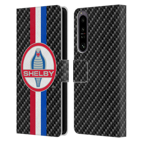Shelby Logos Carbon Fiber Leather Book Wallet Case Cover For Sony Xperia 1 IV