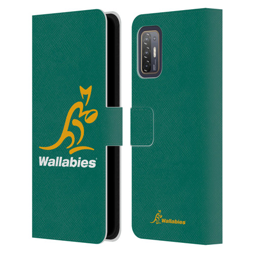 Australia National Rugby Union Team Crest Plain Green Leather Book Wallet Case Cover For HTC Desire 21 Pro 5G