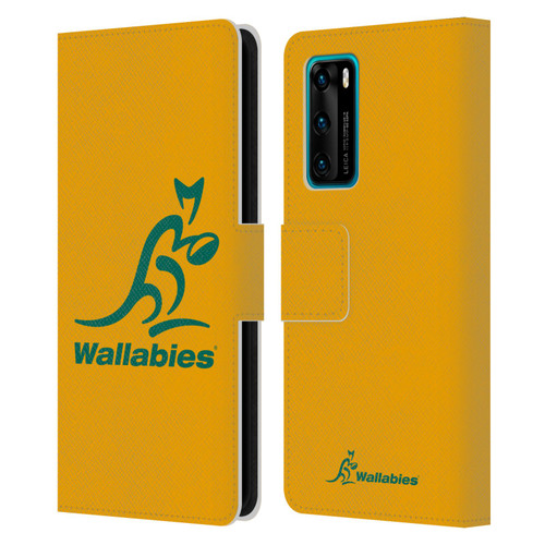 Australia National Rugby Union Team Crest Plain Yellow Leather Book Wallet Case Cover For Huawei P40 5G