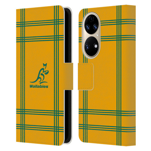 Australia National Rugby Union Team Crest Tartan Leather Book Wallet Case Cover For Huawei P50