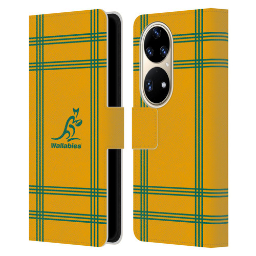 Australia National Rugby Union Team Crest Tartan Leather Book Wallet Case Cover For Huawei P50 Pro