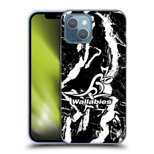 Australia National Rugby Union Team Crest Black Marble Soft Gel Case for Apple iPhone 13