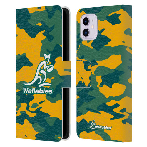 Australia National Rugby Union Team Crest Camouflage Leather Book Wallet Case Cover For Apple iPhone 11