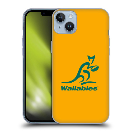 Australia National Rugby Union Team Crest Plain Yellow Soft Gel Case for Apple iPhone 14 Plus