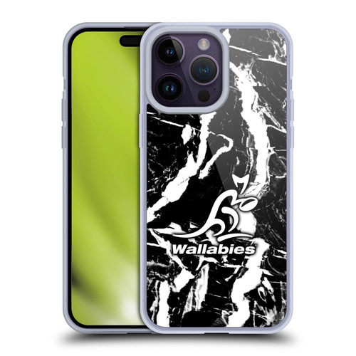 Australia National Rugby Union Team Crest Black Marble Soft Gel Case for Apple iPhone 14 Pro Max