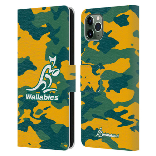 Australia National Rugby Union Team Crest Camouflage Leather Book Wallet Case Cover For Apple iPhone 11 Pro Max