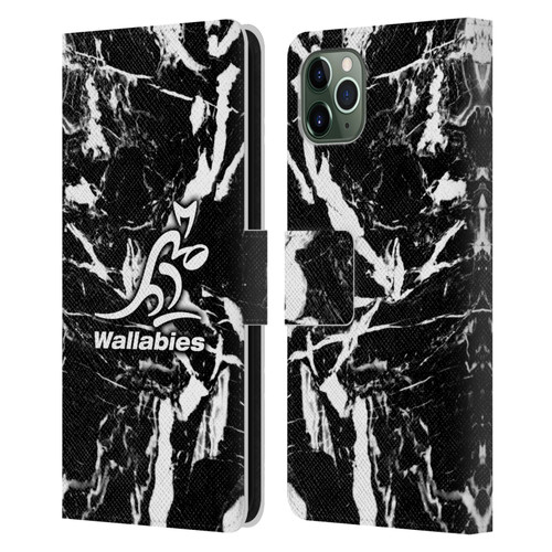 Australia National Rugby Union Team Crest Black Marble Leather Book Wallet Case Cover For Apple iPhone 11 Pro Max