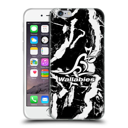 Australia National Rugby Union Team Crest Black Marble Soft Gel Case for Apple iPhone 6 / iPhone 6s