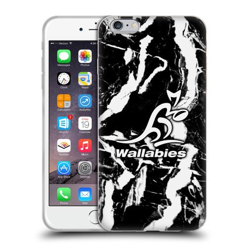 Australia National Rugby Union Team Crest Black Marble Soft Gel Case for Apple iPhone 6 Plus / iPhone 6s Plus