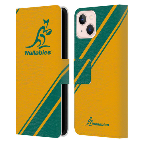 Australia National Rugby Union Team Crest Stripes Leather Book Wallet Case Cover For Apple iPhone 13
