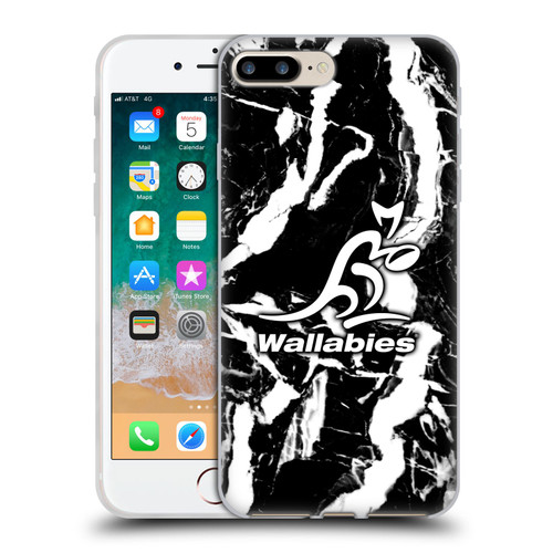 Australia National Rugby Union Team Crest Black Marble Soft Gel Case for Apple iPhone 7 Plus / iPhone 8 Plus