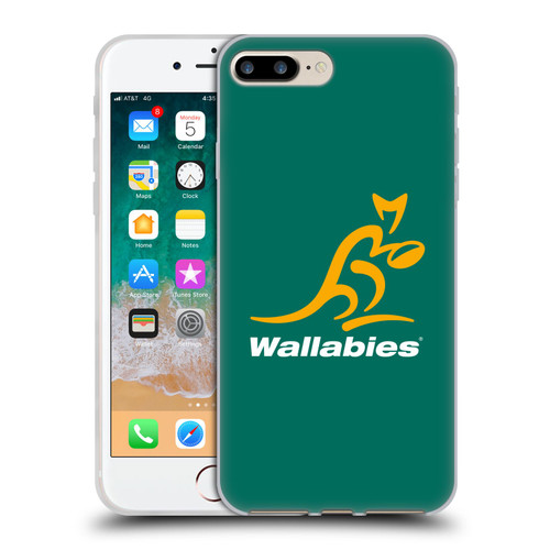 Australia National Rugby Union Team Crest Plain Green Soft Gel Case for Apple iPhone 7 Plus / iPhone 8 Plus