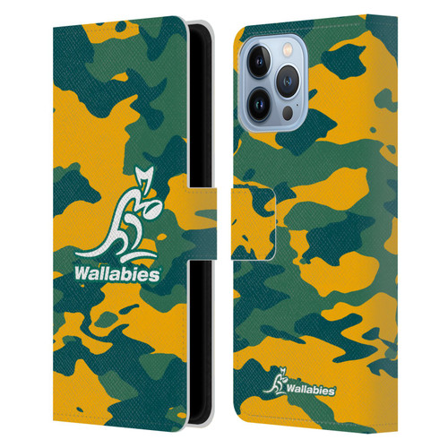 Australia National Rugby Union Team Crest Camouflage Leather Book Wallet Case Cover For Apple iPhone 13 Pro Max