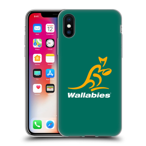 Australia National Rugby Union Team Crest Plain Green Soft Gel Case for Apple iPhone X / iPhone XS