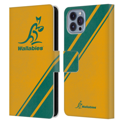 Australia National Rugby Union Team Crest Stripes Leather Book Wallet Case Cover For Apple iPhone 14