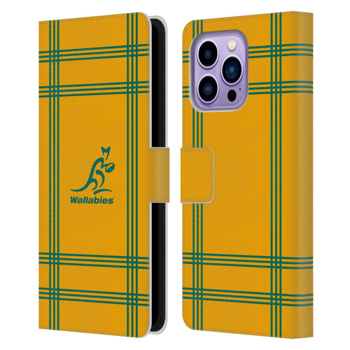 Australia National Rugby Union Team Crest Tartan Leather Book Wallet Case Cover For Apple iPhone 14 Pro Max