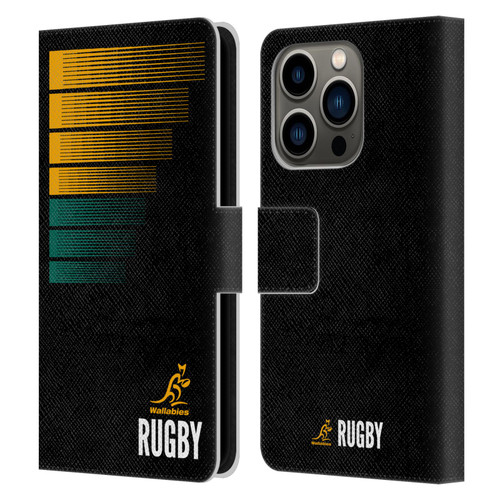 Australia National Rugby Union Team Crest Rugby Green Yellow Leather Book Wallet Case Cover For Apple iPhone 14 Pro