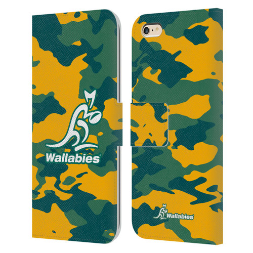 Australia National Rugby Union Team Crest Camouflage Leather Book Wallet Case Cover For Apple iPhone 6 Plus / iPhone 6s Plus