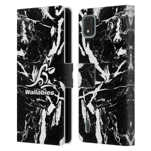 Australia National Rugby Union Team Crest Black Marble Leather Book Wallet Case Cover For Nokia C2 2nd Edition