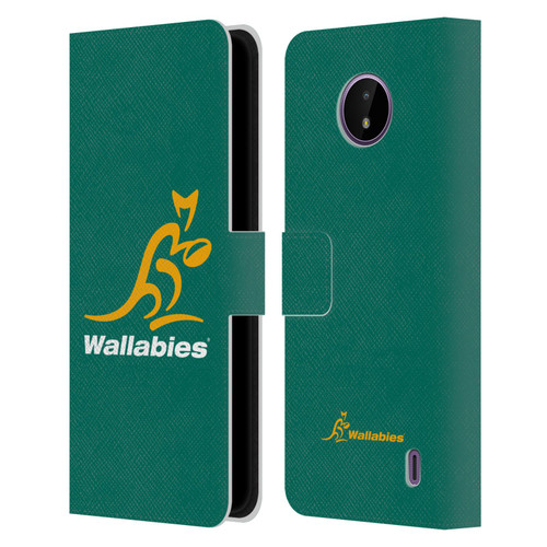 Australia National Rugby Union Team Crest Plain Green Leather Book Wallet Case Cover For Nokia C10 / C20