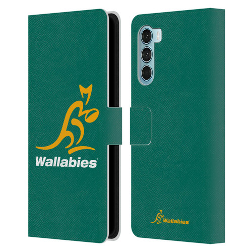 Australia National Rugby Union Team Crest Plain Green Leather Book Wallet Case Cover For Motorola Edge S30 / Moto G200 5G
