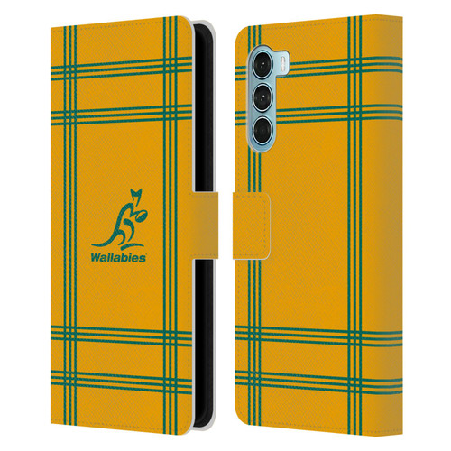 Australia National Rugby Union Team Crest Tartan Leather Book Wallet Case Cover For Motorola Edge S30 / Moto G200 5G