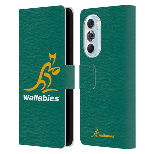 Australia National Rugby Union Team Crest Plain Green Leather Book Wallet Case Cover For Motorola Edge X30