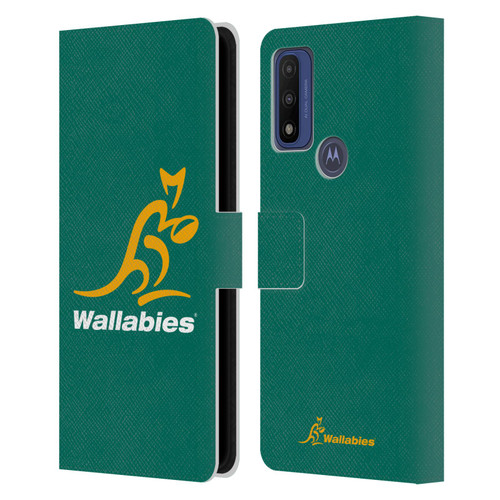 Australia National Rugby Union Team Crest Plain Green Leather Book Wallet Case Cover For Motorola G Pure