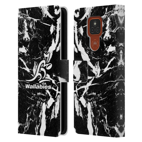 Australia National Rugby Union Team Crest Black Marble Leather Book Wallet Case Cover For Motorola Moto E7 Plus