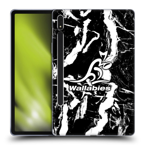 Australia National Rugby Union Team Crest Black Marble Soft Gel Case for Samsung Galaxy Tab S8