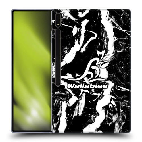 Australia National Rugby Union Team Crest Black Marble Soft Gel Case for Samsung Galaxy Tab S8 Ultra