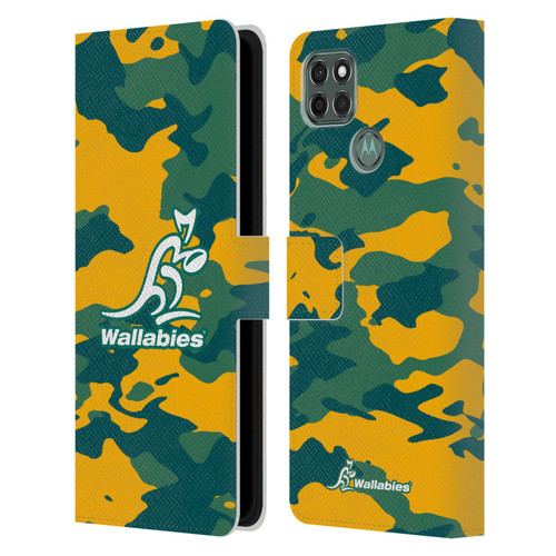 Australia National Rugby Union Team Crest Camouflage Leather Book Wallet Case Cover For Motorola Moto G9 Power