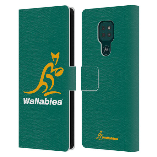 Australia National Rugby Union Team Crest Plain Green Leather Book Wallet Case Cover For Motorola Moto G9 Play