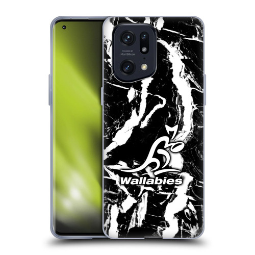 Australia National Rugby Union Team Crest Black Marble Soft Gel Case for OPPO Find X5 Pro