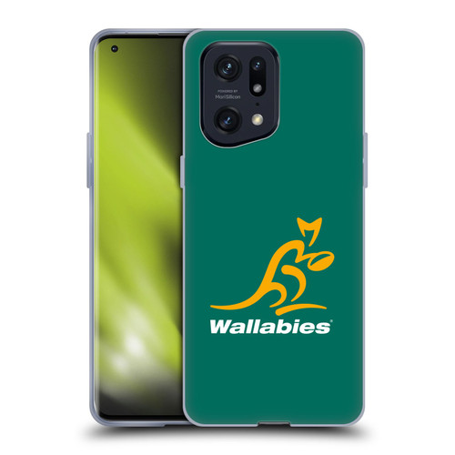 Australia National Rugby Union Team Crest Plain Green Soft Gel Case for OPPO Find X5 Pro