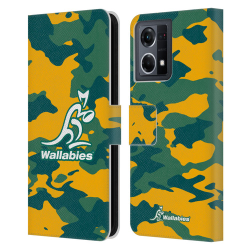 Australia National Rugby Union Team Crest Camouflage Leather Book Wallet Case Cover For OPPO Reno8 4G