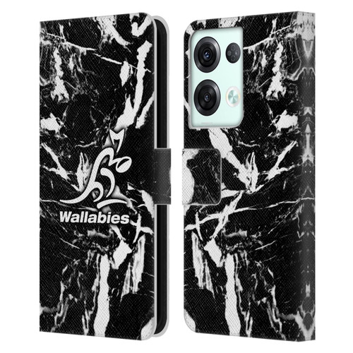 Australia National Rugby Union Team Crest Black Marble Leather Book Wallet Case Cover For OPPO Reno8 Pro