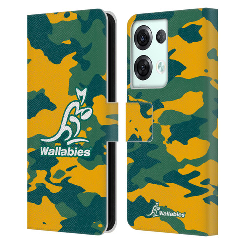 Australia National Rugby Union Team Crest Camouflage Leather Book Wallet Case Cover For OPPO Reno8 Pro